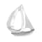 Set of 3 Silver Aluminum Coastal Sail Boat Sculpture, 12", 8", 7"